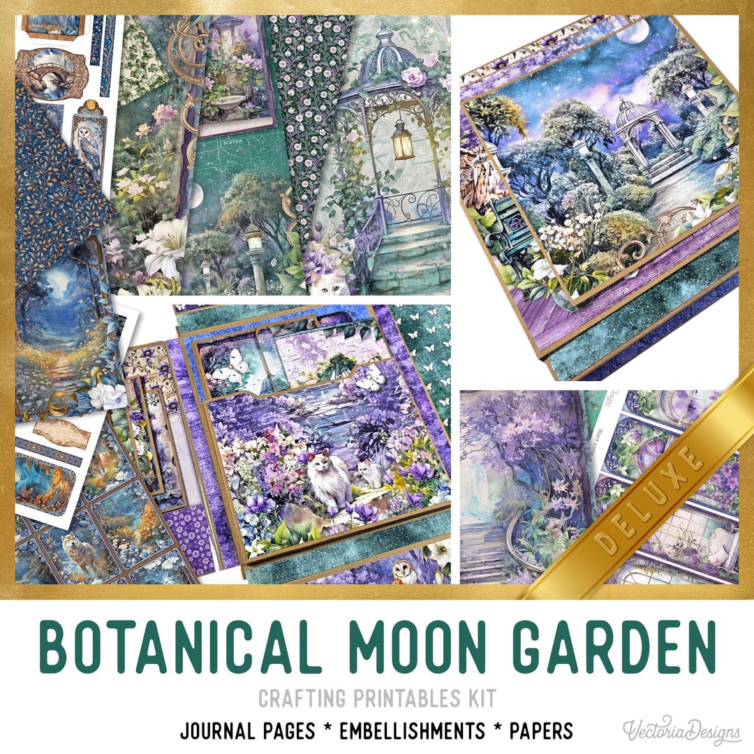 Botanical Moon Garden Junk Journal Kit DELUXE, Garden Junk Journal ...