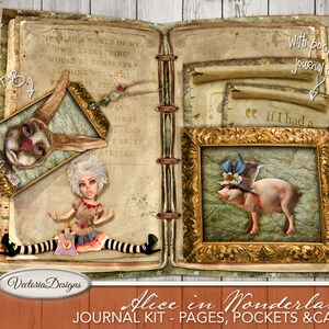 Alice In Wonderland Papers, Junk Journal Kit, Printable Journal Pages, Craft Paper, Digital Paper, Instant Download, Alice Decor 001952 image 2