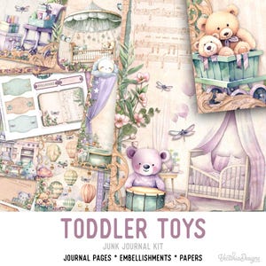 Toddler Toys Junk Journal Kit, Toys Printable Junk Journal Kit Toys Embellishments Toys Junk Journal Toys Papers Toys Craft kit - 003265