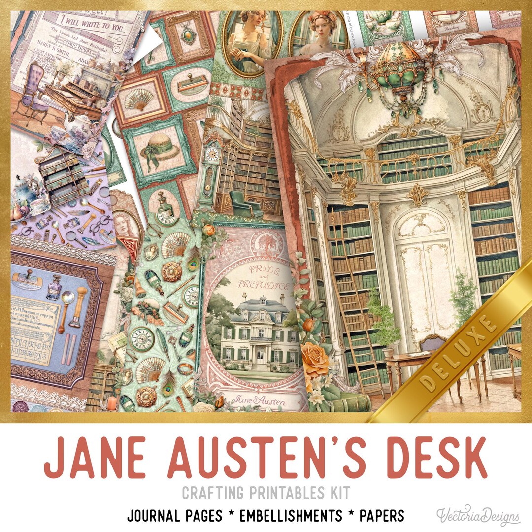 Jane Austen Large Junk Journal Kit DELUXE, Jane Austen Crafting ...