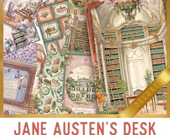 Jane Austen Large Junk Journal Kit DELUXE, Jane Austen Crafting Printables Jane Austen Embellishments Printable Winter Paper Journal 003580