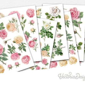 Roses themed fussy cutting sheets for scrapbooking and paper crafting. Rose embellishments supplies 002328