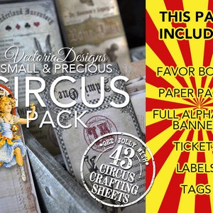 Small & Precious Circus Pack, Printable Circus Pack Paper Crafting diy Circus Party Printable  digital scrapbooking paper crafting 001618