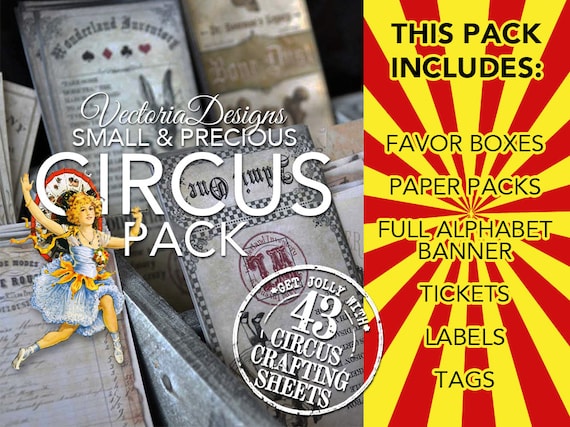 Small & Precious Circus Pack, Printable Circus Pack Paper Crafting diy Circus Party Printable  digital scrapbooking paper crafting 001618