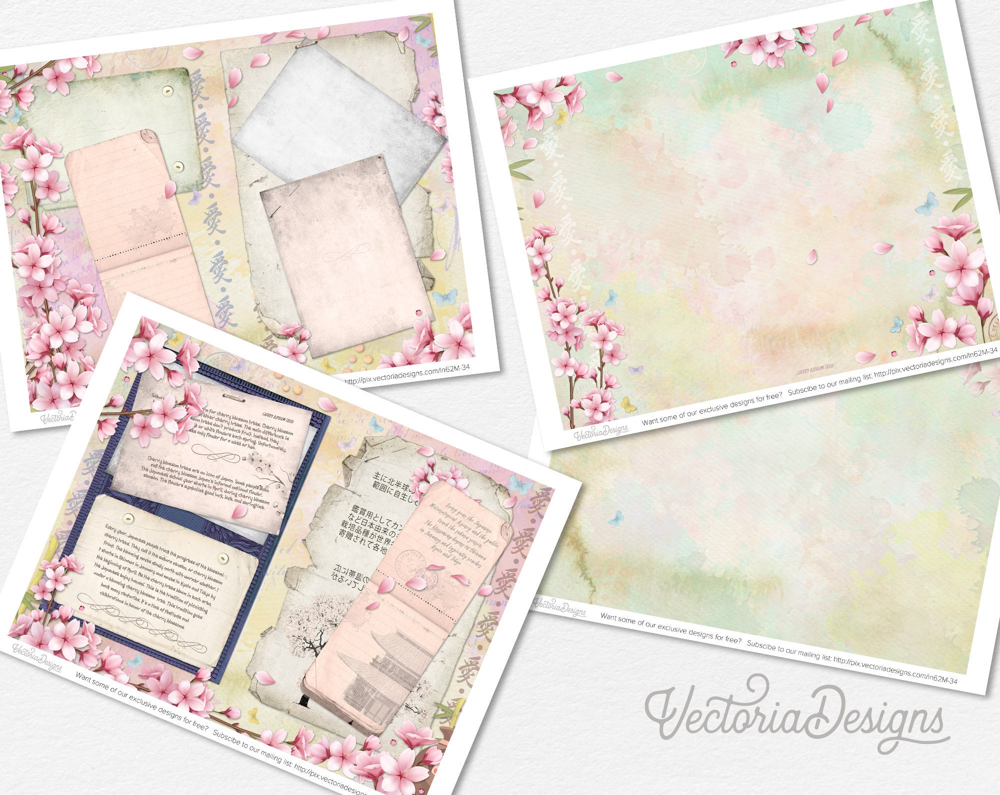 Soft Sakura Junk Journal Kit, Cherry Blossom Journal Kit, Japanese