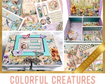 Cute Animals Junk Journal Kit Colorful Creatures DELUXE Crafting Printables Kit Animals Embellishments Printable Craft Kits Tutorial 003027
