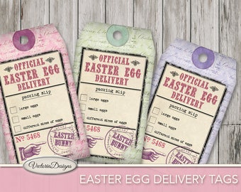 Easter Egg Delivery Tags Packing Slip, Easter Tags, Easter Labels, Easter Gift, Easter Decoration, Digital Easter Printables Ephemera 000656