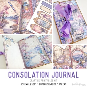 Consolation Journal Junk Journal Kit, Solace Journal Crafting Printables Kit Solace Embellishments Printable Paper Craft Tutorial 003577