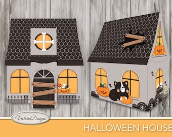 Halloween House Printable, Haunted House Decor, Diy Halloween, House Box, Haunted Mansion, Halloween Decoration, Halloween Gifts 001703