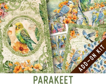 Parakeet Junk Journal Kit ADD-ON, Printable Junk Journal Pages Journal Kit Craft kits Vintage Junk Journal 003454