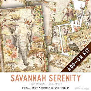 Savannah Serenity Junk Journal Kit ADD-ON, Printable Junk Journal Pages Printable Junk Journal Kit Craft kits Vintage Junk Journal 003276