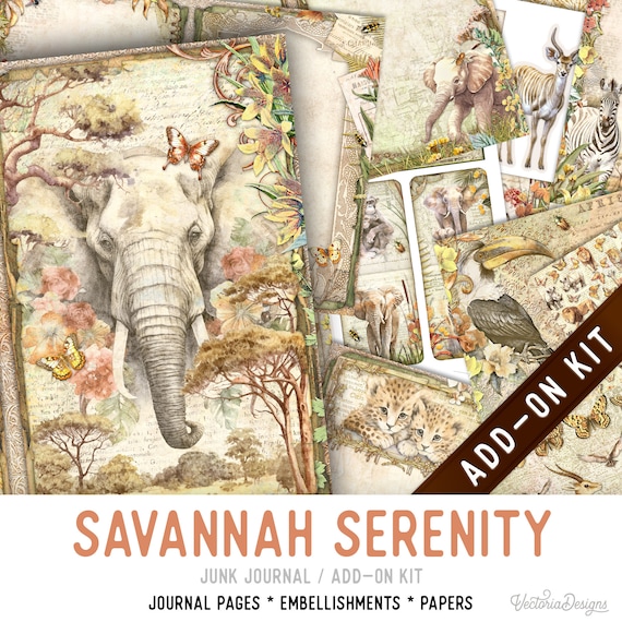 Savannah Junk Journal Add-On Kit, Printable Pages Embellishments Papers - 003276