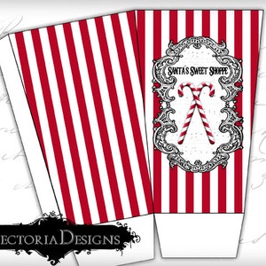 Christmas Popcorn Box, Printable Christmas Boxes, Digital Christmas Clip Art, DIY Christmas Gift Box, Summer Santa, Christmas In July 000293 image 2