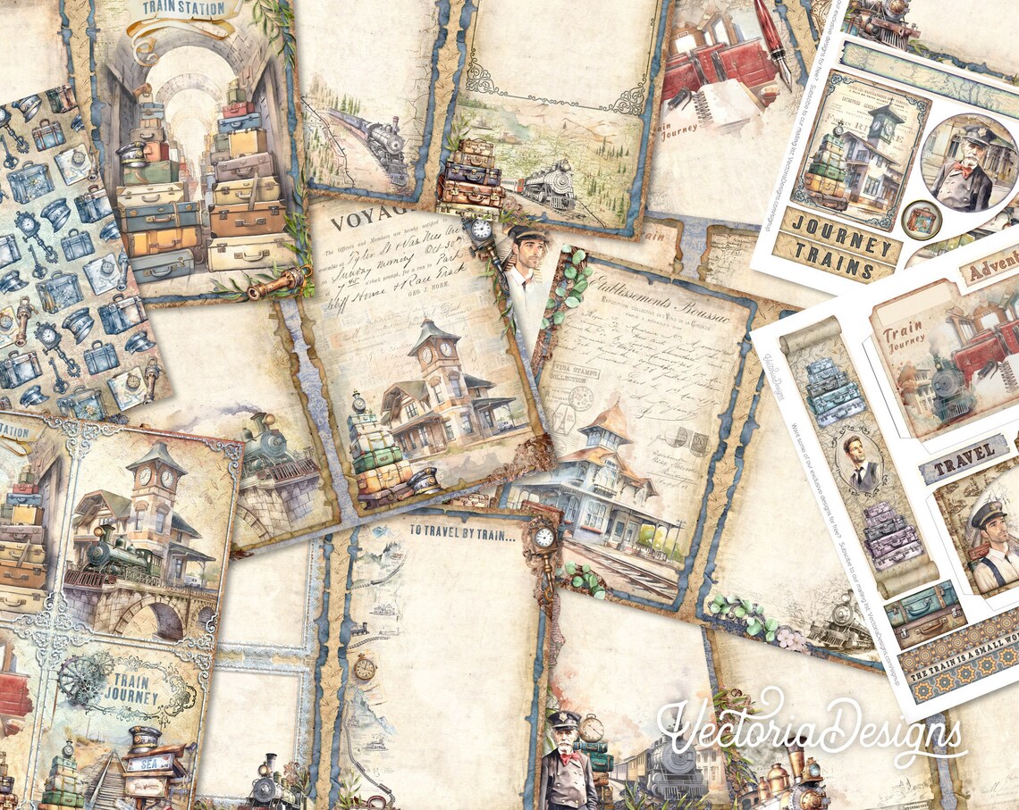 Train Junk Journal Kit Train Journey Printable Junk Journal Kit Train ...