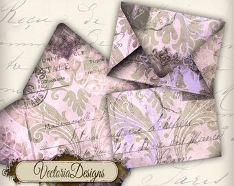 Mini Pink Envelopes, Shabby Elegant Envelopes, Printable Envelopes, Mail Envelopes, Vintage Envelopes, Shabby Decor, Scrapbook Letter 000150