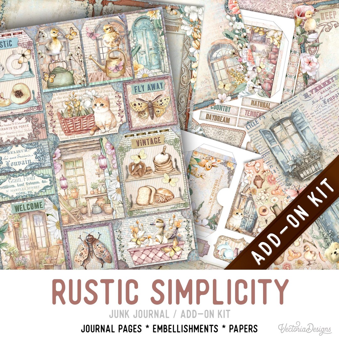 Rustic Simplicity Junk Journal Kit ADD-ON, Printable Craft Kit With ...