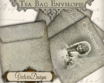 Christmas Tea Bags Envelopes, Summer Christmas Decor, Christmas In July, Christmas Printable, Christmas Tea Holders, Xmas Tea Bags VD0243
