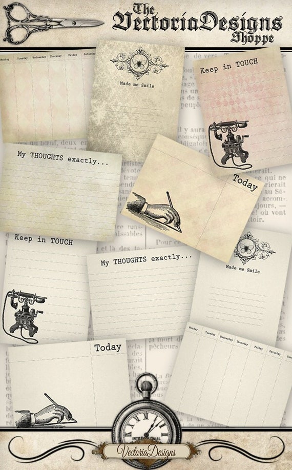 Grunge Journal Cards, Chic Paper, Printable Decor (Digital Download) - 000965