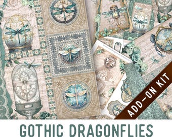 Gothic Dragonflies Junk Journal Kit ADD-ON, Printable Junk Journal Pages Journal Kit Craft kits Vintage Junk Journal 003497