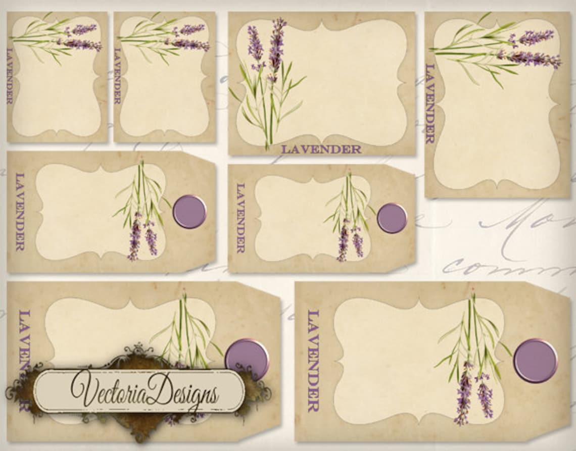 Lavender Tags and Labels Printable Add Text Paper Craft Art - Etsy
