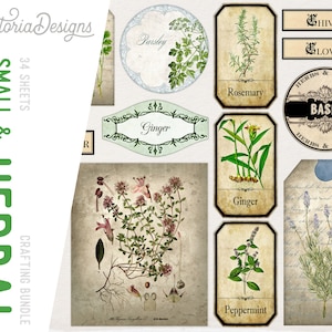 Small & Precious Herbal Bundle, Herbal Pack, Herbal Printables, Mini Posters, Herb Labels, Herb Envelopes, Herbal Banner,Spice Labels 001728