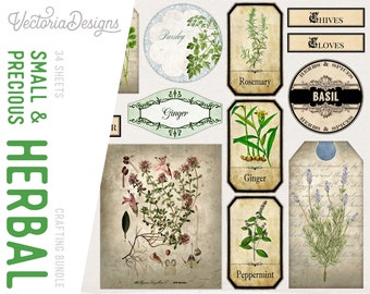 Small & Precious Herbal Bundle, Herbal Pack, Herbal Printables, Mini Posters, Herb Labels, Herb Envelopes, Herbal Banner,Spice Labels 001728