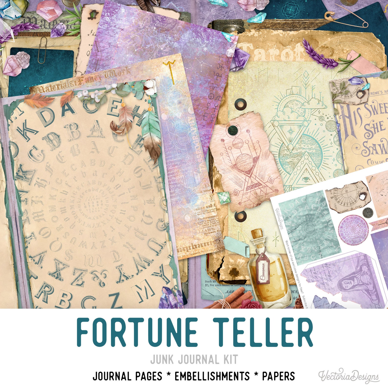Fortune Teller Printable Journal, Craft Kit, Junk Journal Pages ...