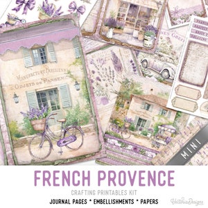 French Provence Junk Journal Kit MINI Crafting Printables Lavender Junk Journal Embellishments Printable Paper Craft Kits DIY 003071