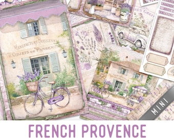 French Provence Junk Journal Kit MINI Crafting Printables Lavender Junk Journal Embellishments Printable Paper Craft Kits DIY 003071