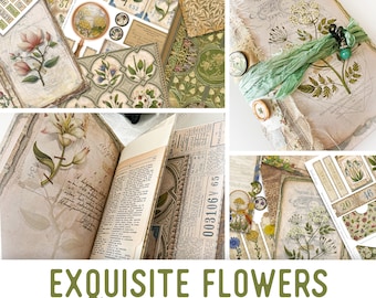 Exquisite Flowers Crafting Printables Kit Vintage Flowers Junk Journal Embellishments Printable Paper Floral Craft Kits DIY Tutorial 002788