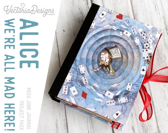 Alice We're All Mad Here, Alice in Wonderland Mega Junk Journal Kit, Digital Journal Kit, Junk Journal Supplies, Journal DIY, Kit 002090