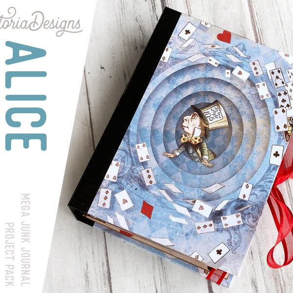 Alice nous sommes tous fous ici, Alice au pays des merveilles Mega Junk Journal Kit, Kit de journal numérique, Junk Journal Supplies, Journal DIY, Kit 002090