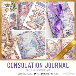 Consolation Journal Junk Journal Kit DELUXE, Solace Journal Crafting Printables Kit Embellishments Printable Paper Craft Tutorial 003717