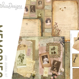 Memories Junk Journal Kit, Printable Junk Journal Kit, Ephemera Journal Kit, Junk Journal Supplies, Digis Journal 002084