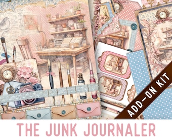 The Junk Journaler Junk Journal Kit ADD-ON, Printable Craft kit with Journal Pages, Embellishments and Papers - 004007