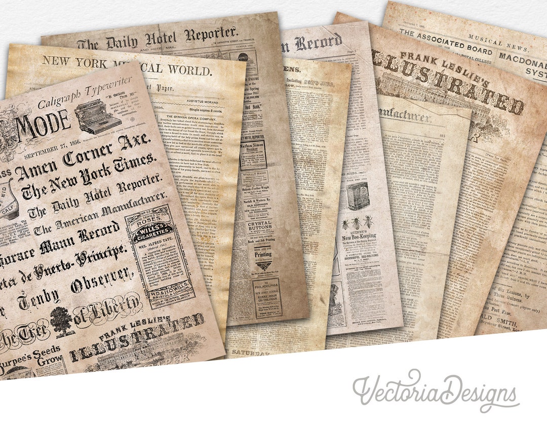 Newspaper Vintage, Newspaper Paper Pack, Printable Grunge Paper Pack,  Background Paper, Instant Download, Grunge Paper Pack, DIY Kit 001565 