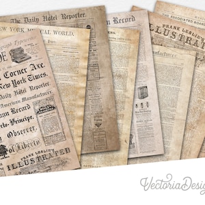 Vintage Newspaper Paper Pack, Printable Paper Pack, Digital Paper Pack, Vintage Newspaper Decoration, Newspaper Scrapbook, Old 002069 image 1