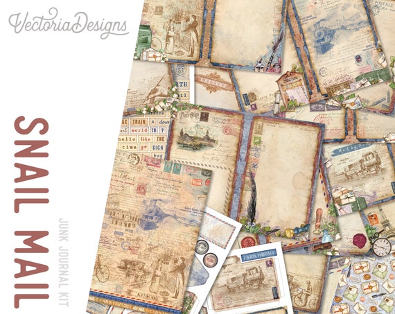 Snail Mail Junk Journal Kit - Printable Pages for Crafting - 002558