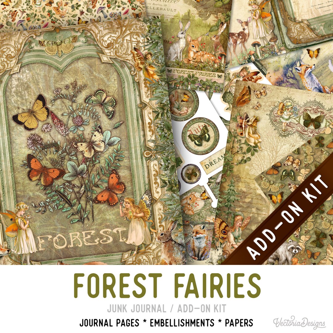 Forest Fairies Junk Journal Kit ADD-ON, Printable Junk Journal Pages ...