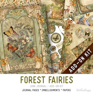 Forest Fairies Junk Journal Kit ADD-ON, Printable Junk Journal Pages Journal Kit Craft kits Vintage Junk Journal 003396