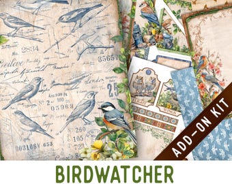 Birdwatcher Journal Kit ADD-ON, Printable Craft kit with Journal Pages, Embellishments and Papers - 004010