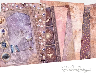 Astrology Readings Paper Pack, Celestial, Digital Paper, Printable Paper Pack, Astrology Paper, Crafting, Scrapbook, Junk Journal - 002597