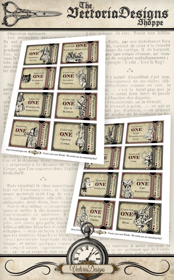 Alice in Wonderland Coupons printable 001056