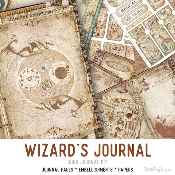 Wizard's Journal Junk Journal Kit - Printable Pages for Crafting - 002447