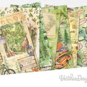 Into The Wild Paper Pack, Printable Paper Pack, Hiking, Camping, Digital Paper 002217