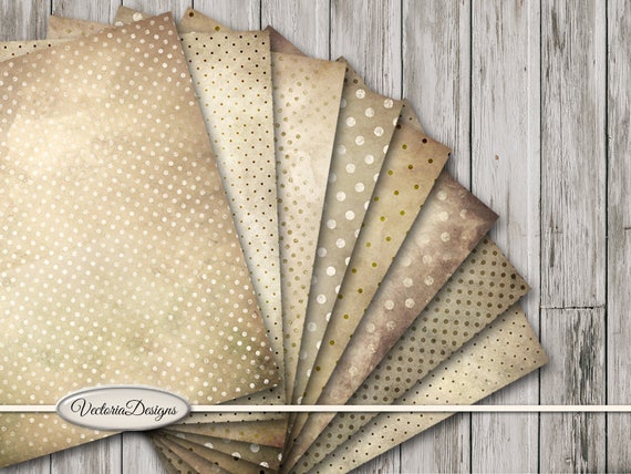 Shabby Polka Dotted Paper Pack, Dotted Paper Printable, Decorative Paper, Junk Journal, Vintage Dotted Paper, Scrapbooking Paper 001643