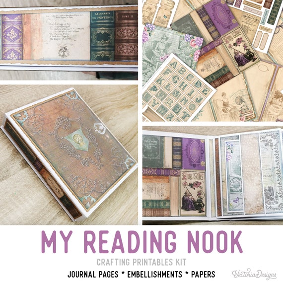 My Reading Nook Junk Journal Kit - Printable Pages, Papers and Embellishments for Crafting - 002323
