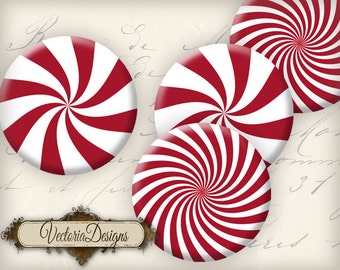 Christmas Cupcake Toppers, Christmas Peppermint, Christmas Printables, Peppermint Circle, Christmas Collage, Christmas Clip Art  VD0559
