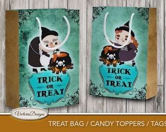 Halloween Favor Bag Toppers, Halloween Treat Bag, Halloween Candy Printable, Halloween Digital Decoration, Halloween Witch Kit 001688