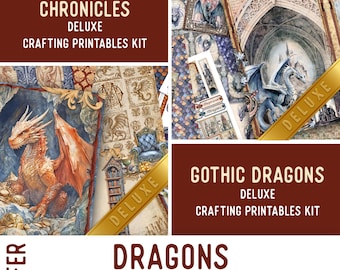 Dragons Offer, Crafting Printables, Journal Papers, Journal kit, Journal Embellishments, Journal Pages, Ephemera, Craft Kit 003867